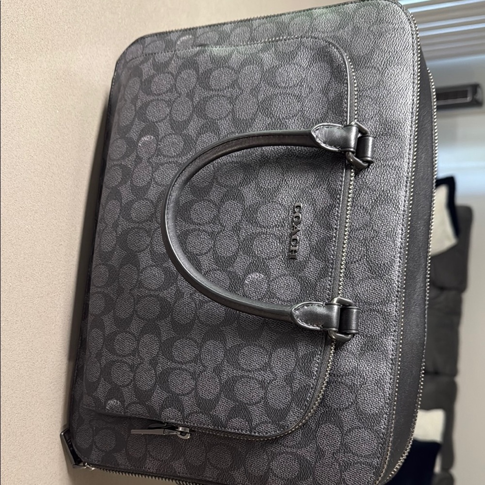 Coach Black Leather Briefcase with Signature Style